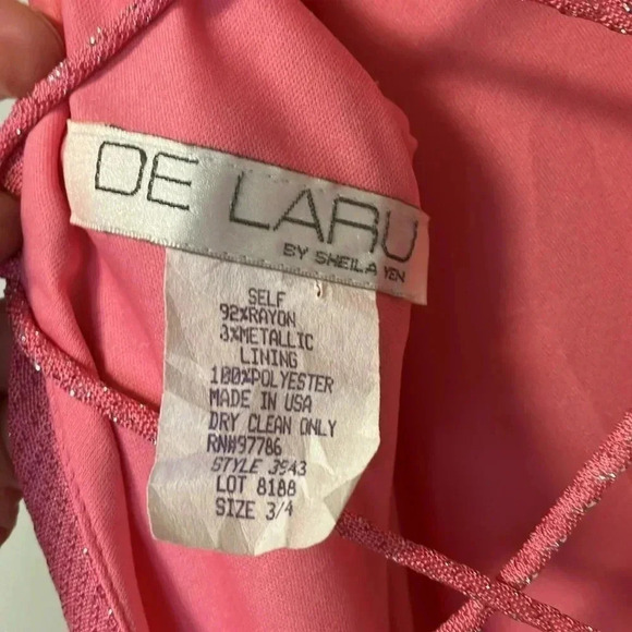 De Laru  by Sheila Yen vintage pink metallic iridescent gown dress - Picture 5 of 5
